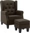 vidaXL Fauteuil met voetenbankje stof bruin