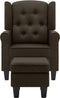 vidaXL Fauteuil met voetenbankje stof bruin