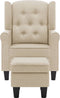 vidaXL Fauteuil met voetenbankje stof crèmekleurig