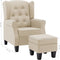 vidaXL Fauteuil met voetenbankje stof crèmekleurig