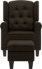 vidaXL Fauteuil met voetenbankje stof donkerbruin
