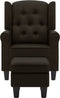 vidaXL Fauteuil met voetenbankje stof donkerbruin