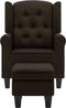 vidaXL Fauteuil met voetenbankje stof donkerbruin