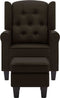 vidaXL Fauteuil met voetenbankje stof donkerbruin