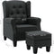 vidaXL Fauteuil met voetenbankje stof donkergrijs