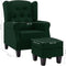 vidaXL Fauteuil met voetenbankje stof donkergroen