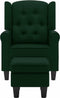 vidaXL Fauteuil met voetenbankje stof donkergroen