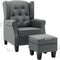 vidaXL Fauteuil met voetenbankje stof lichtgrijs