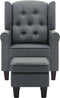 vidaXL Fauteuil met voetenbankje stof lichtgrijs