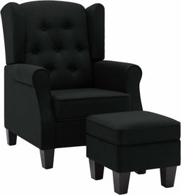 vidaXL Fauteuil met voetenbankje stof zwart