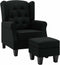 vidaXL Fauteuil met voetenbankje stof zwart