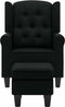 vidaXL Fauteuil met voetenbankje stof zwart