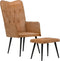 vidaXL Fauteuil met voetensteun canvas bruin