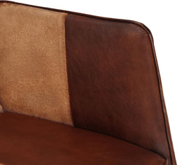 vidaXL Fauteuil met voetensteun echt leer en canvas bruin