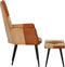 vidaXL Fauteuil met voetensteun echt leer en canvas bruin