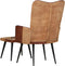 vidaXL Fauteuil met voetensteun echt leer en canvas bruin