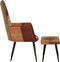 vidaXL Fauteuil met voetensteun echt leer en canvas bruin