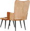 vidaXL Fauteuil met voetensteun echt leer en canvas bruin