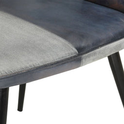 vidaXL Fauteuil met voetensteun echt leer en canvas grijs