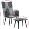vidaXL Fauteuil met voetensteun echt leer en canvas grijs