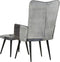 vidaXL Fauteuil met voetensteun echt leer en canvas grijs