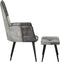 vidaXL Fauteuil met voetensteun echt leer en canvas grijs