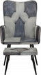vidaXL Fauteuil met voetensteun echt leer en canvas grijs