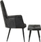 vidaXL Fauteuil met voetensteun echt leer en canvas zwart