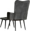 vidaXL Fauteuil met voetensteun echt leer en canvas zwart