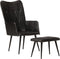 vidaXL Fauteuil met voetensteun echt leer zwart