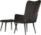 vidaXL Fauteuil met voetensteun echt leer zwart
