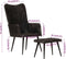 vidaXL Fauteuil met voetensteun echt leer zwart