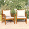 vidaXL - Fauteuils - 2 - st - met - crèmewitte - kussens - massief - acaciahout