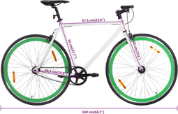 vidaXL - Fiets - met - vaste - versnelling - 700 - c - 55 - cm - wit - en - groen