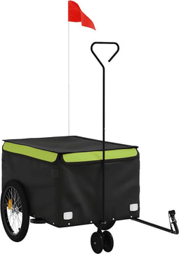 vidaXL - Fietstrailer - 30 - kg - ijzer - zwart - en - groen