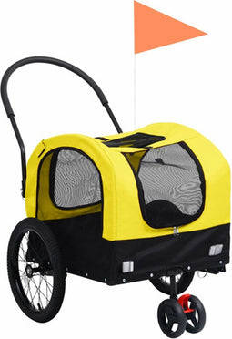 vidaXL - Fietstrailer - en - hondenwagen - 2-in-1 - geel - en - zwart