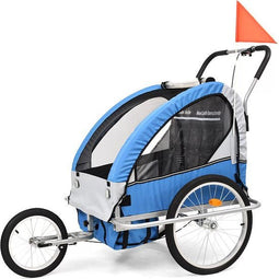 vidaXL - Fietstrailer - en - kinderwagen - 2-in-1 - blauw - en - grijs