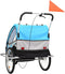 vidaXL - Fietstrailer - en - kinderwagen - 2-in-1 - blauw - en - grijs