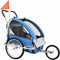 vidaXL - Fietstrailer - en - kinderwagen - 2-in-1 - blauw - en - grijs