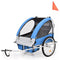 vidaXL - Fietstrailer - en - kinderwagen - 2-in-1 - blauw - en - grijs
