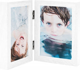 vidaXL - Fotolijst - tweeluik - 2x(10x15 - cm) - wit