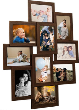vidaXL - Fotolijst - voor - 10x(13x18 - cm) - foto - MDF - donkerbruin