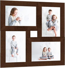 vidaXL - Fotolijst - voor - 4x(10x15 - cm) - foto - MDF - donkerbruin