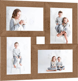 vidaXL - Fotolijst - voor - 4x(10x15 - cm) - foto - MDF - lichtbruin