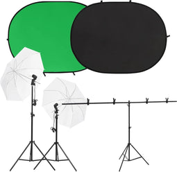 vidaXL - Fotostudioset - met - lichtset, - achtergrondscherm - en - reflector