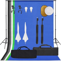 vidaXL - Fotostudioset - met - verlichtingsset, - achtergrond - en - reflector