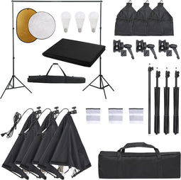 vidaXL - Fotostudioset - met - verlichtingsset, - achtergrond - en - reflector