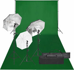 vidaXL - Fotostudioset - met - verlichtingsset - en - achtergrond