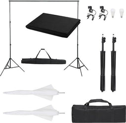 vidaXL - Fotostudioset - met - verlichtingsset - en - achtergrond