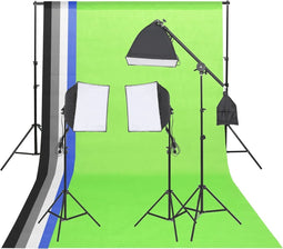vidaXL - Fotostudioverlichtingsset - met - achtergronden - en - reflector